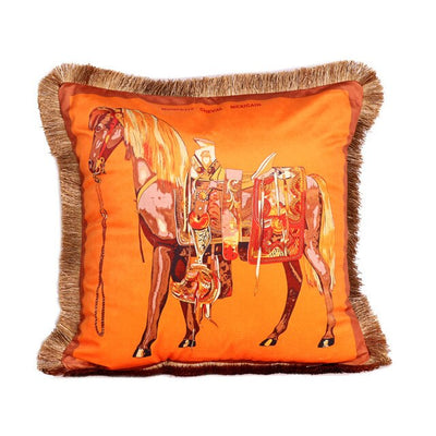 Orange Horse Print Cushion Cover - Equestrian Collection