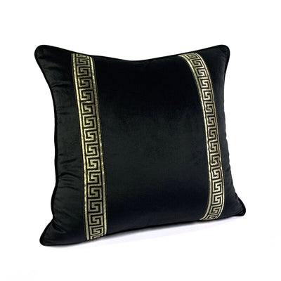 Black Gold Greek Key Cushion Cover - Baroque Collection
