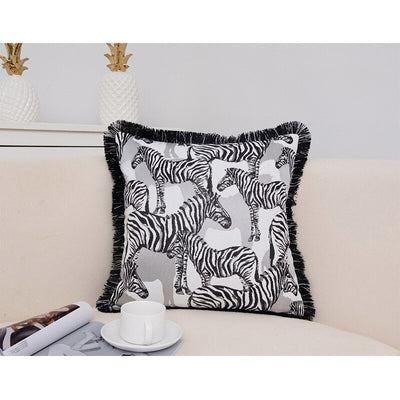 Black & White Zebra Print Monochrome Cushion Cover  - Animal Collection