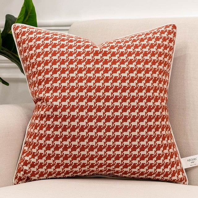 Horse Print Red Woven Equestrian Style Cushion Cover - Equestrian Collection