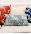 Horse Print Aqua Blue Woven Equestrian Style Cushion Cover - Equestrian Collection