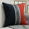 Black Red Grey Baroque Greek Key Pattern Embroidered Cushion Cover - Baroque Collection