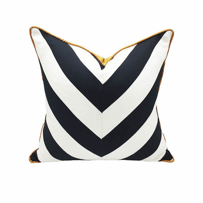 Black White Stripe Gold Monochrome Luxury Cushion Cover - Geometric Collection