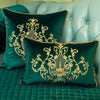 Emerald Green Velvet Gold Ornate Embroidered Luxury Cushion Cover - Royal Collection