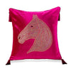 Pink Velvet Beaded  Embellished Horse Head Gold Silver Tassle Equestrian Style Cushion Cover - Equestrian Collection