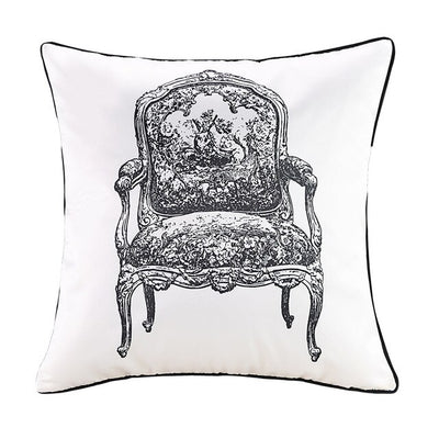 White Black Retro Art Print Furniture Chair Design Cushion Cover - Retro Collection