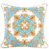 Velvet Baroque Print Turquoise Light Blue White Gold Ornate Design Cushion Cover - Baroque Collection