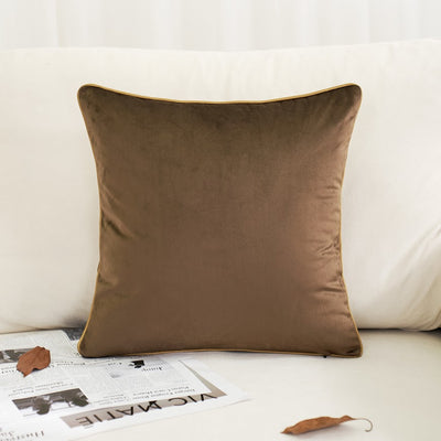 Taupe Brown Plain Velvet Cushion
