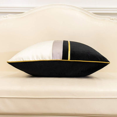 Black Velvet Gold Stripe Cushion Cover