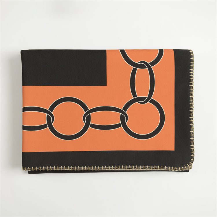 Chain Print Black & Orange Blanket
