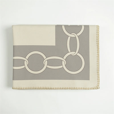 Chain Print Blanket Sofa Bed Throw Beige Grey
