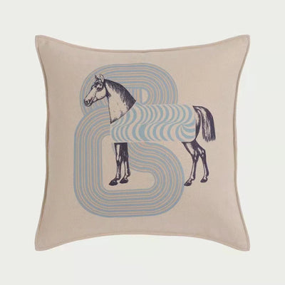 Luxury Wool Horse Pillowcase - Orange Sofa Decor