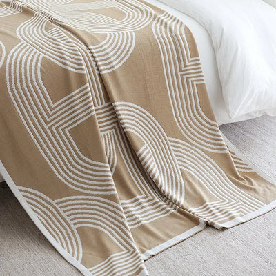 Beige Geometric Luxury Blanket