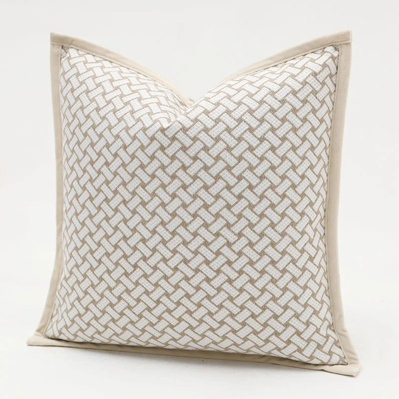 Oat Geometric Jacquard Luxury Cushion Cover for Home Decor