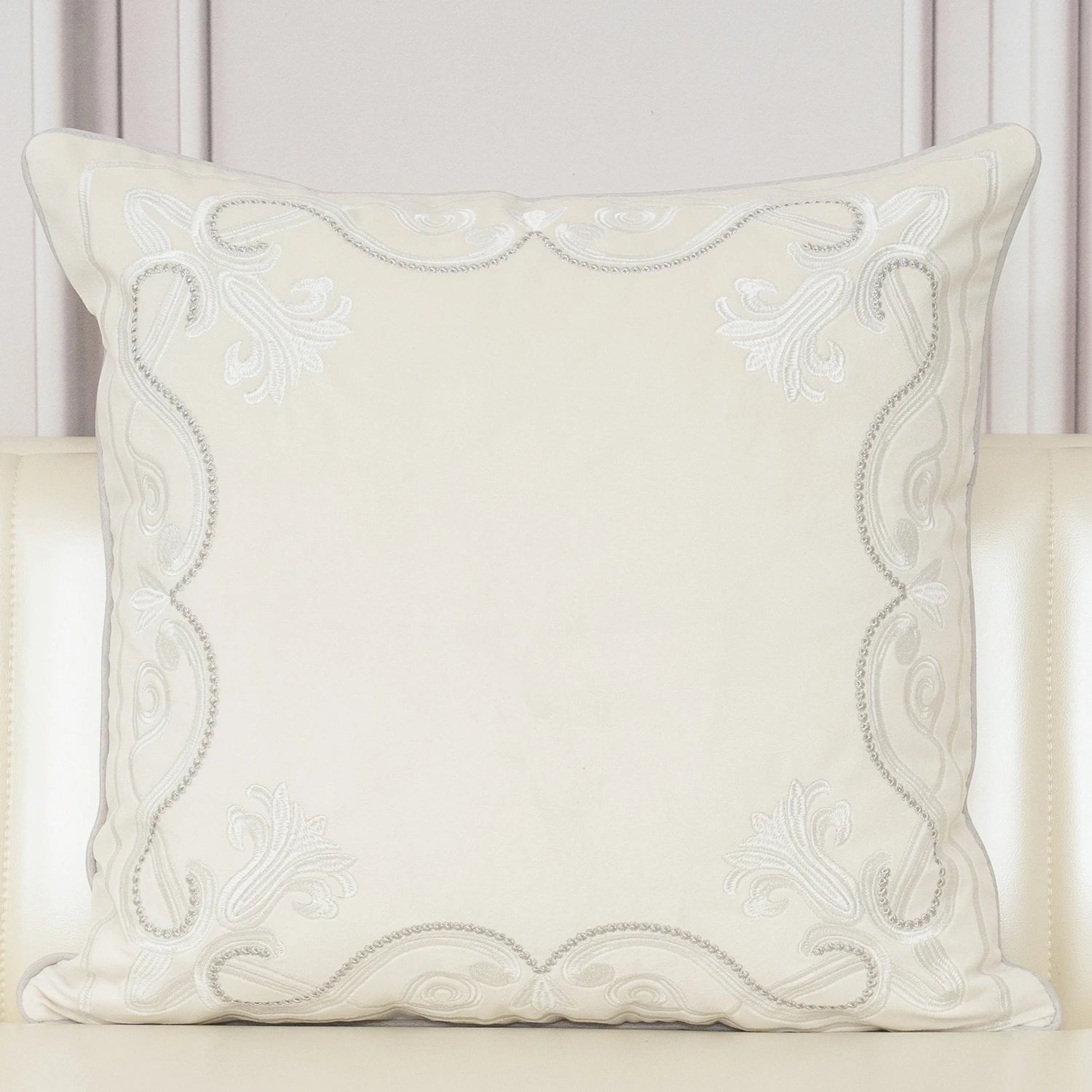 Luxury European Flowers Embroidery Velvet Cushion Cover