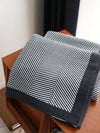 Herringbone Knitted Blanket Black White Monochrome Throw Bedspread
