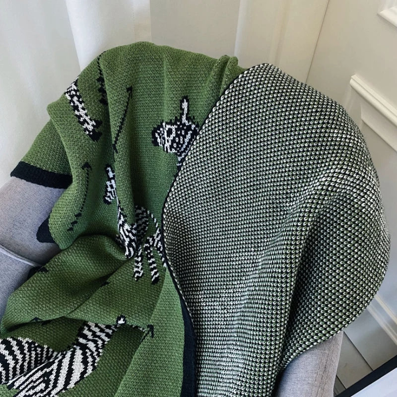 Dark green knit blanket sale