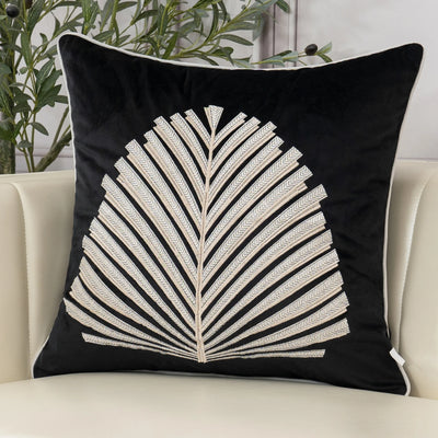 Luxury Velvet Tree Leaves Embroidery Cushion Cover - Home Decor Pillowcase