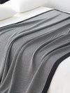 Herringbone Knitted Blanket Black White Monochrome Throw Bedspread