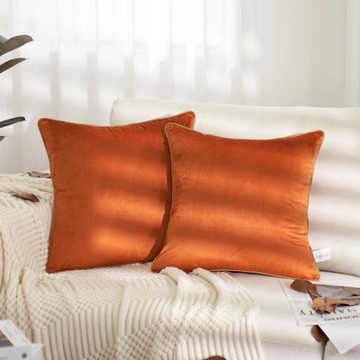 Terracotta Orange Plain Velvet Cushion