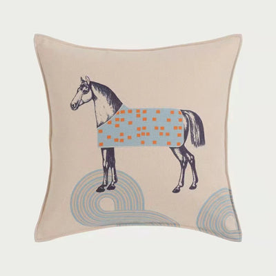 Luxury Wool Horse Pillowcase - Orange Sofa Decor