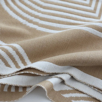 Beige Geometric Luxury Blanket