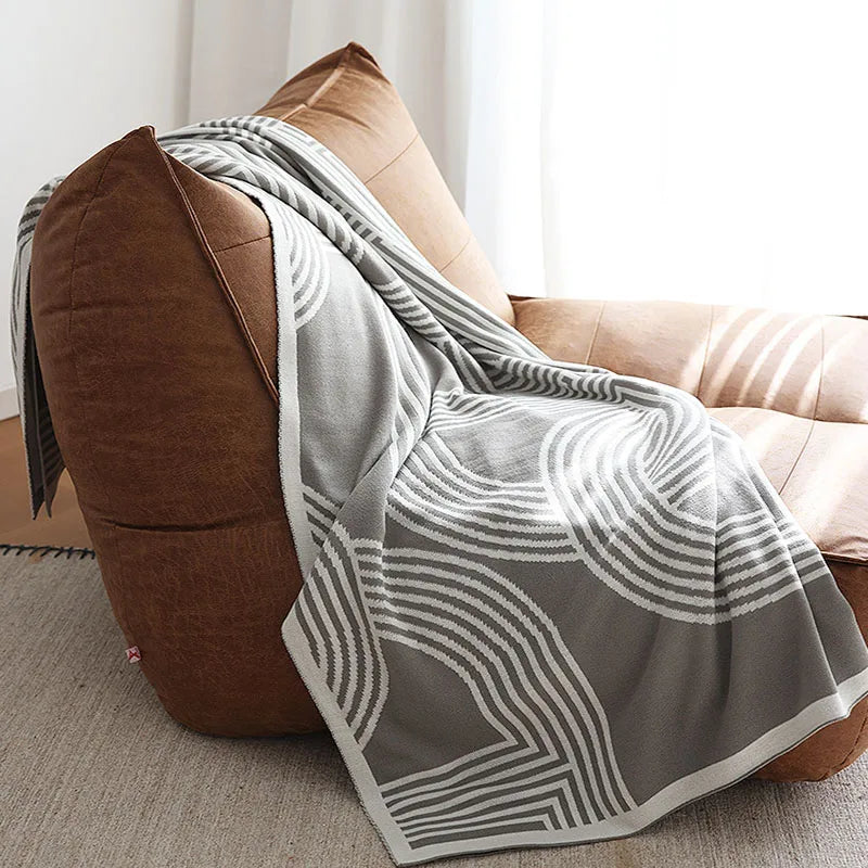 Grey Geometric Luxury Blanket