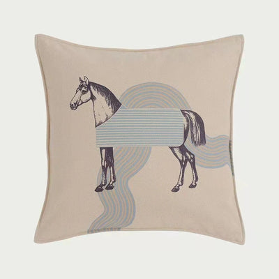 Luxury Wool Horse Pillowcase - Orange Sofa Decor