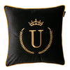 Black Gold Embroidered Alphabet A-Z Letter Cushion Cover
