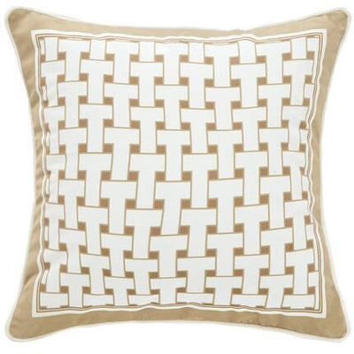 Taupe Neutral Art Deco Cushion Cover - Retro Collection