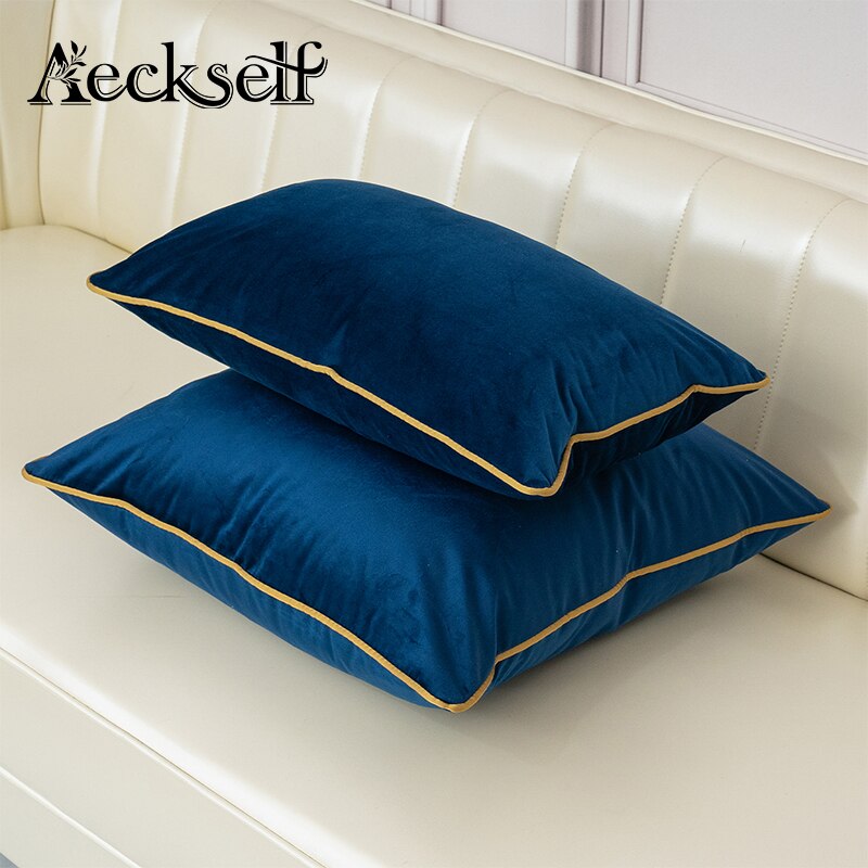 Luxury Velvet Cushion Cover with Gold Piped Edge Royal