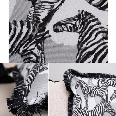 Black & White Zebra Print Monochrome Cushion Cover  - Animal Collection
