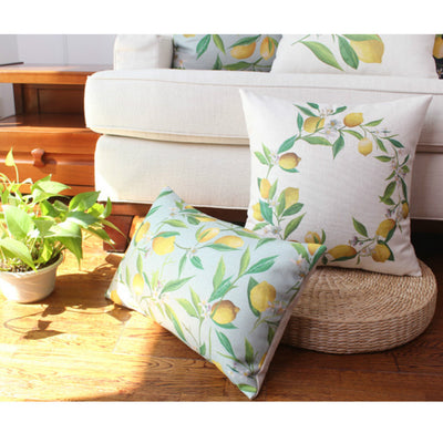Lemon Print Tree Plant Floral Botanical Linen Cushion Cover - Botanical Collection