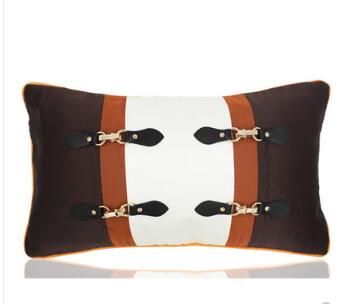 Brown Buckle  Equestrian Style Lumbar Cushion Cover - Equestrian Collection
