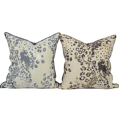 Luxury Metallic Grey Gold Modern Leopard Print Cushion Cover - Animal Collection
