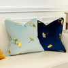 Navy Blue Velvet Gingko Leaf Piped Luxury Velvet Cushion Cover - Botanical Collection