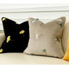 Black Velvet Gingko Leaf Piped Luxury Cushion Cover - Bontanical Collection