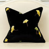 Black Velvet Gingko Leaf Piped Luxury Cushion Cover - Bontanical Collection