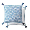 Porcelain Print Floral Blue White Chinese Botanical Style Luxury Tassle Cushion Cover - Botanical Collection