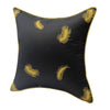 Silky Black Golden Feather Print Piped Cushion Cover - Botanical Collection