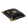 Silky Black Golden Feather Print Piped Cushion Cover - Botanical Collection