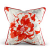 Luxury Silk Floral Flower Art Print Red Grey Piped Cushion - Botanical Collection