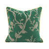 Green Jacquare Bird Print Luxury Piped Cushion Cover - Botanical Collection