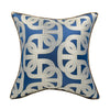 Luxury Silky Chain Print Jacquard Blue Piped Cushion Cover - Geometric Collection
