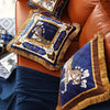 Tartan Equestrian Style Horse Print Blue Brown Plaid Velvet Cushion Cover - Equestrian Collection
