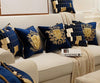 Navy Blue Velvet Gold Coat of Arms Royal Cushion Cover - Royal Collection