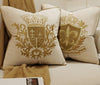 Cream Velvet Gold Coat of Arms Royal Cushion Cover - Royal Collection