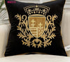 Black Velvet Gold Coat of Arms Royal Cushion Cover - Royal Collection