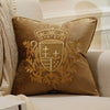 Tan Velvet Gold Coat of Arms Camel Royal Cushion Cover - Royal Collection