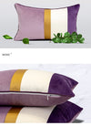 Purple Velvet Gold Modern Stripe White Luxury Cushion Cover - Geometric Collection